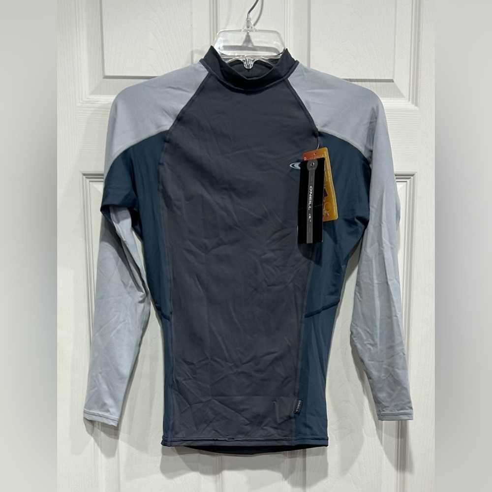 O'Neill Men's Small Premium Skins Long-Sleeve Rash Guard Blue Grey NWT